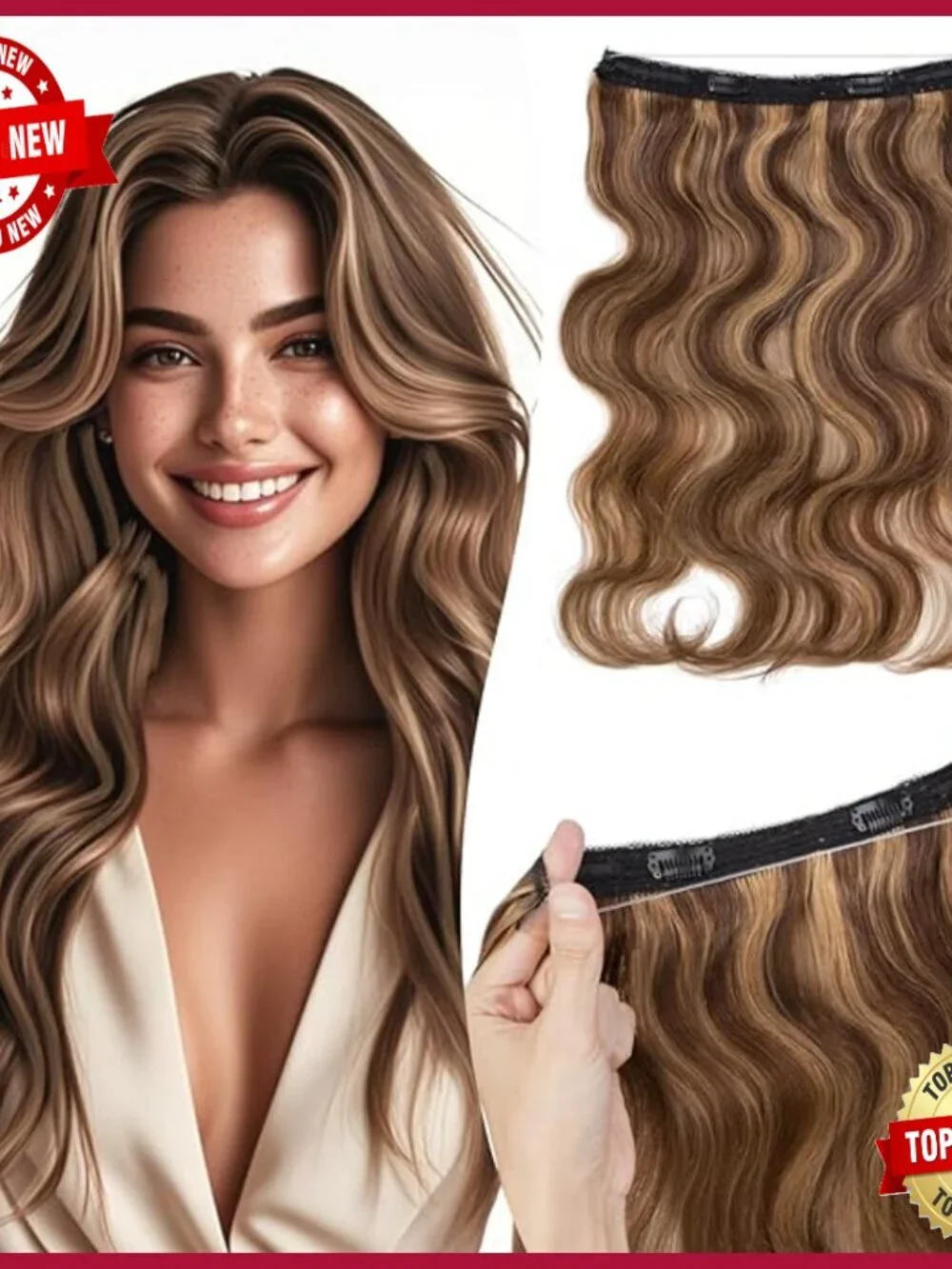 16 Inch Real Human Hair Halo Extensions, Invisible Wire, 65g Weight